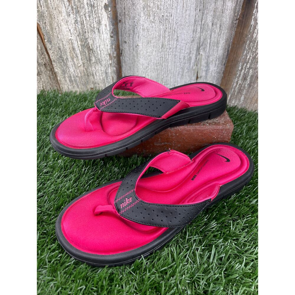 Nike Comfort Cushioned Footbed Women's Size 8 Flip Flop Thong Sandals Pink Black